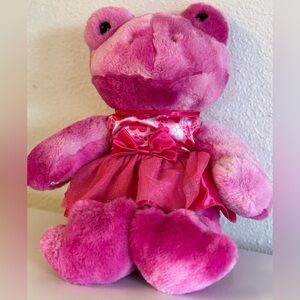 Build A Bear Pink Frog TOADally Tie Dye 16" BAB w sparkly Pink Tulle Dress